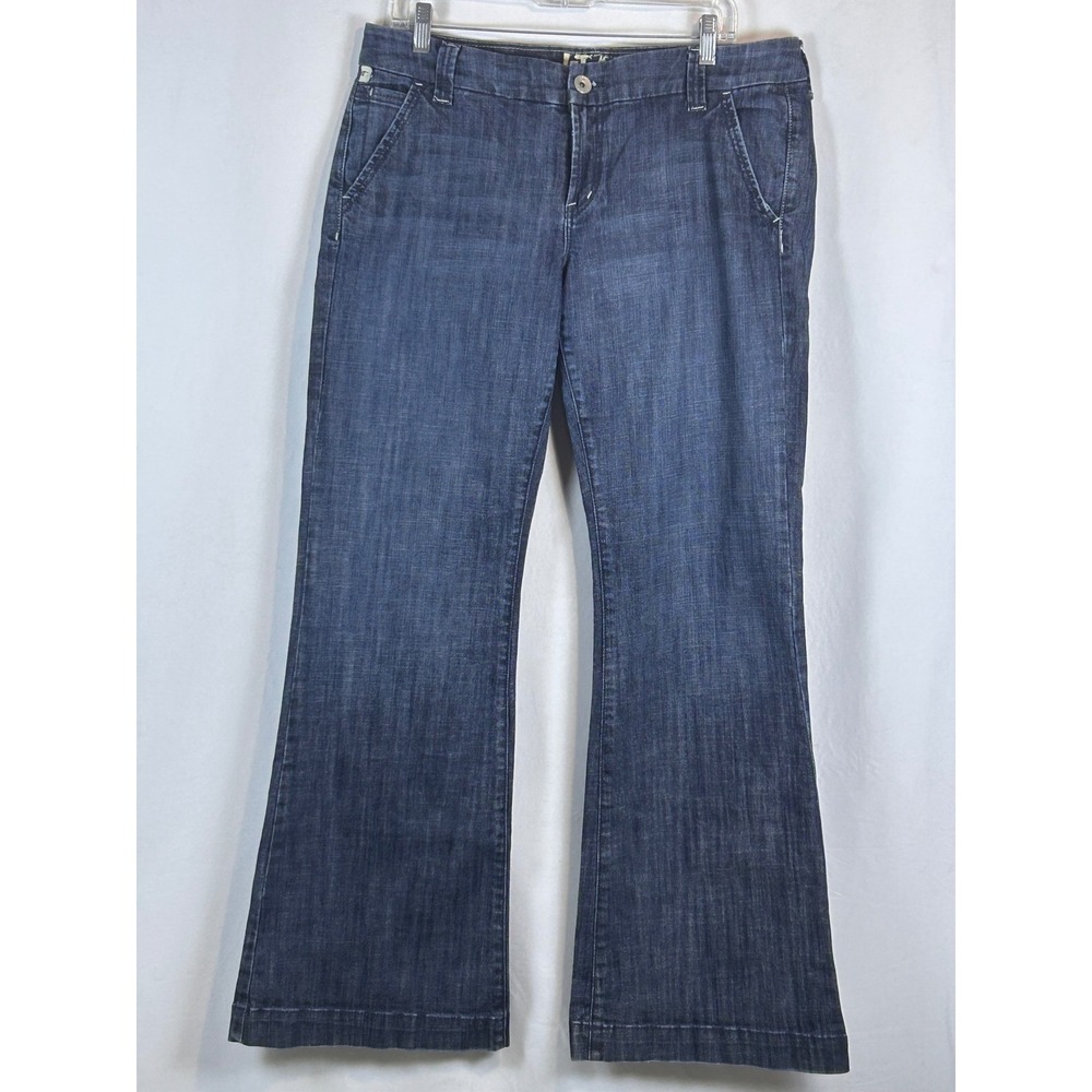 IT Jeans Women 14 Blue Excellent Dark Wash Wide Leg Flare Denim